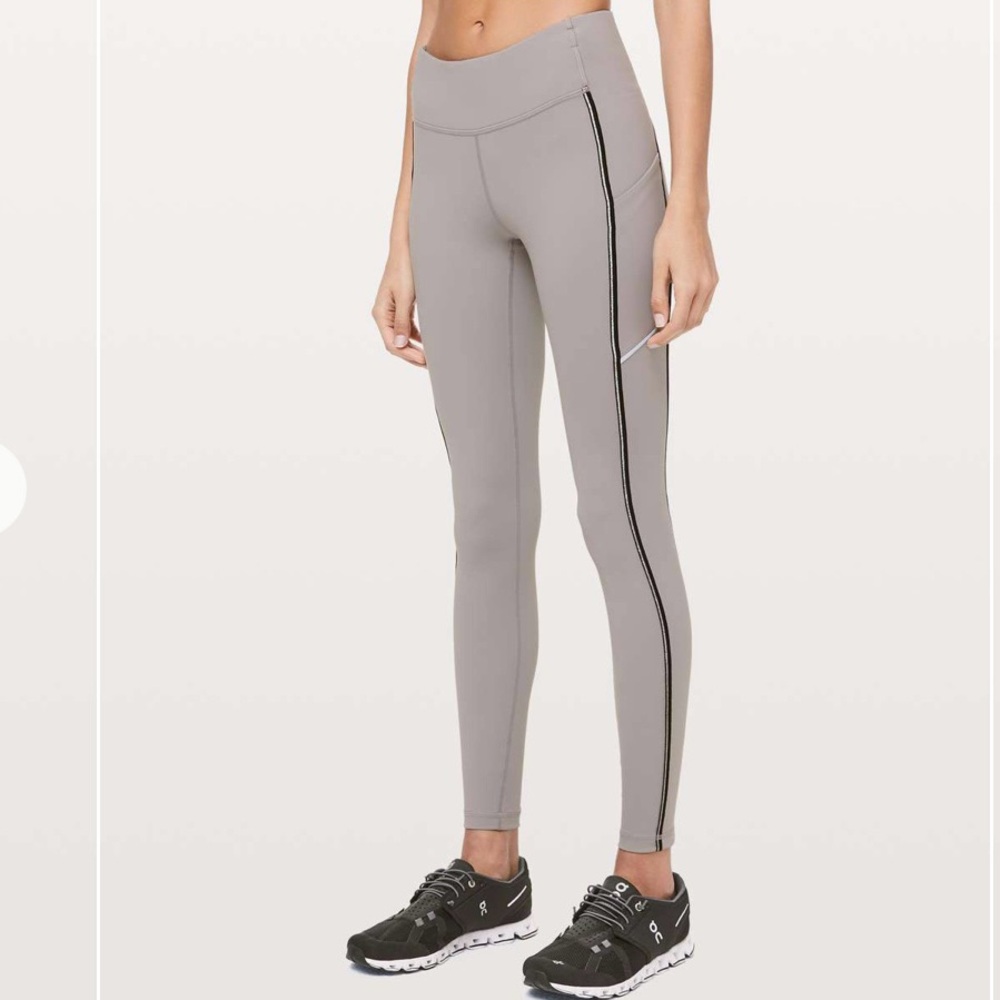 LULULEMON 6 Speed Up Tight Metallic silver leggings